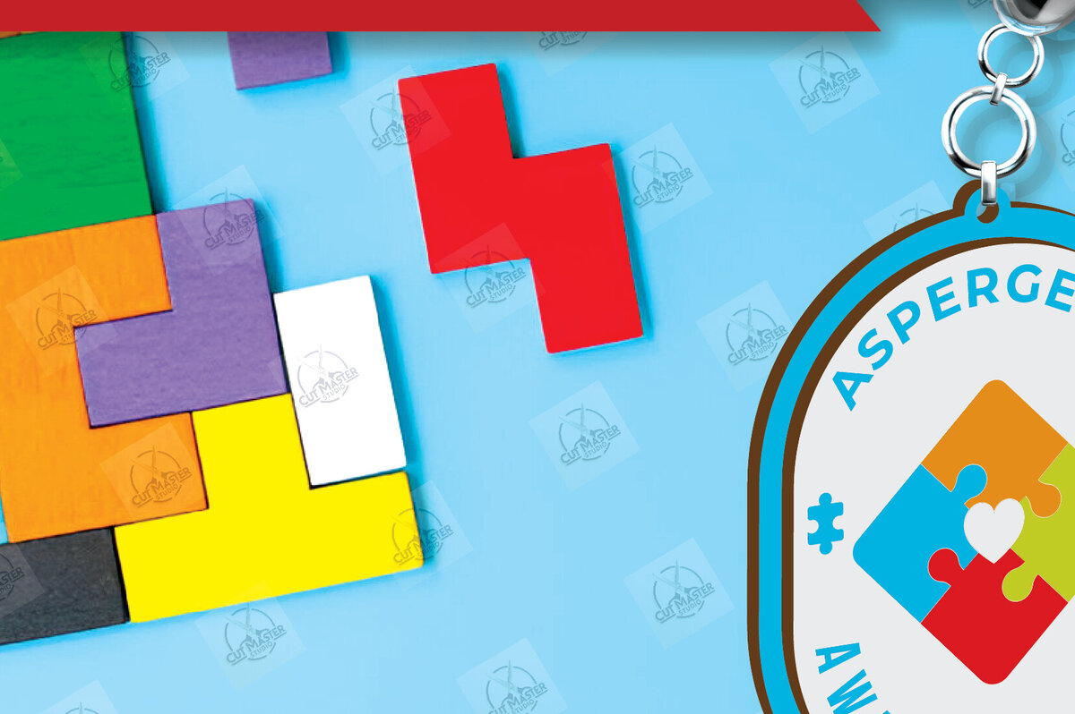 Σετ των 3 Intra απο ξύλο plywood 3mm-4mm πάχος Autism Awareness Keychain Δίασταση 6x6 cm INTRAFABR-116604232