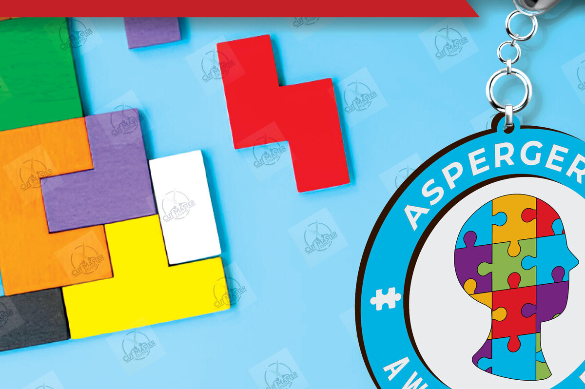 Σετ των 3 Intra απο ξύλο plywood 3mm-4mm πάχος Autism Awareness Keychain Δίασταση 6x6 cm INTRAFABR-116604529