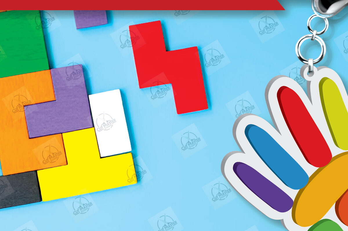 Σετ των 3 Intra απο ξύλο plywood 3mm-4mm πάχος Autism Awareness Keychain Δίασταση 6x6 cm INTRAFABR-116604561