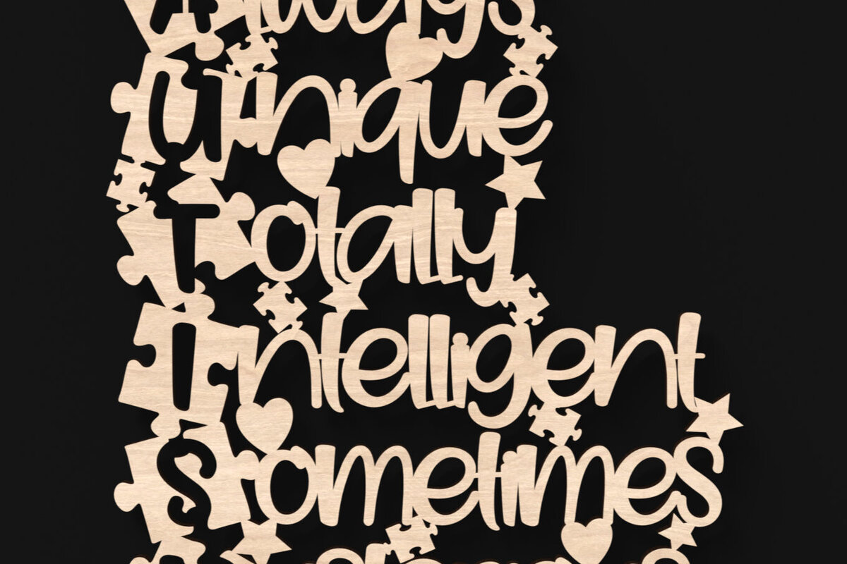 Intra απο ξύλο plywood 3mm-4mm πάχος Σημάδι λέξεων αυτισμού Σημάδι κοπής με λέιζερ Δίασταση 30x30 cm INTRAFABR-103236202