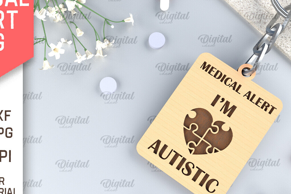 Intra απο ξύλο plywood 3mm-4mm πάχος Autistic Alert Tag .Medical Alert Tag Δίασταση 30x20 cm INTRAFABR-97159486