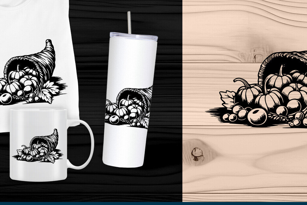 Σετ των 3 Intra απο ξύλο plywood 3mm-4mm πάχος Autumn Cornucopia Harvest Δίασταση 4x4 cm INTRAFABR-109568528