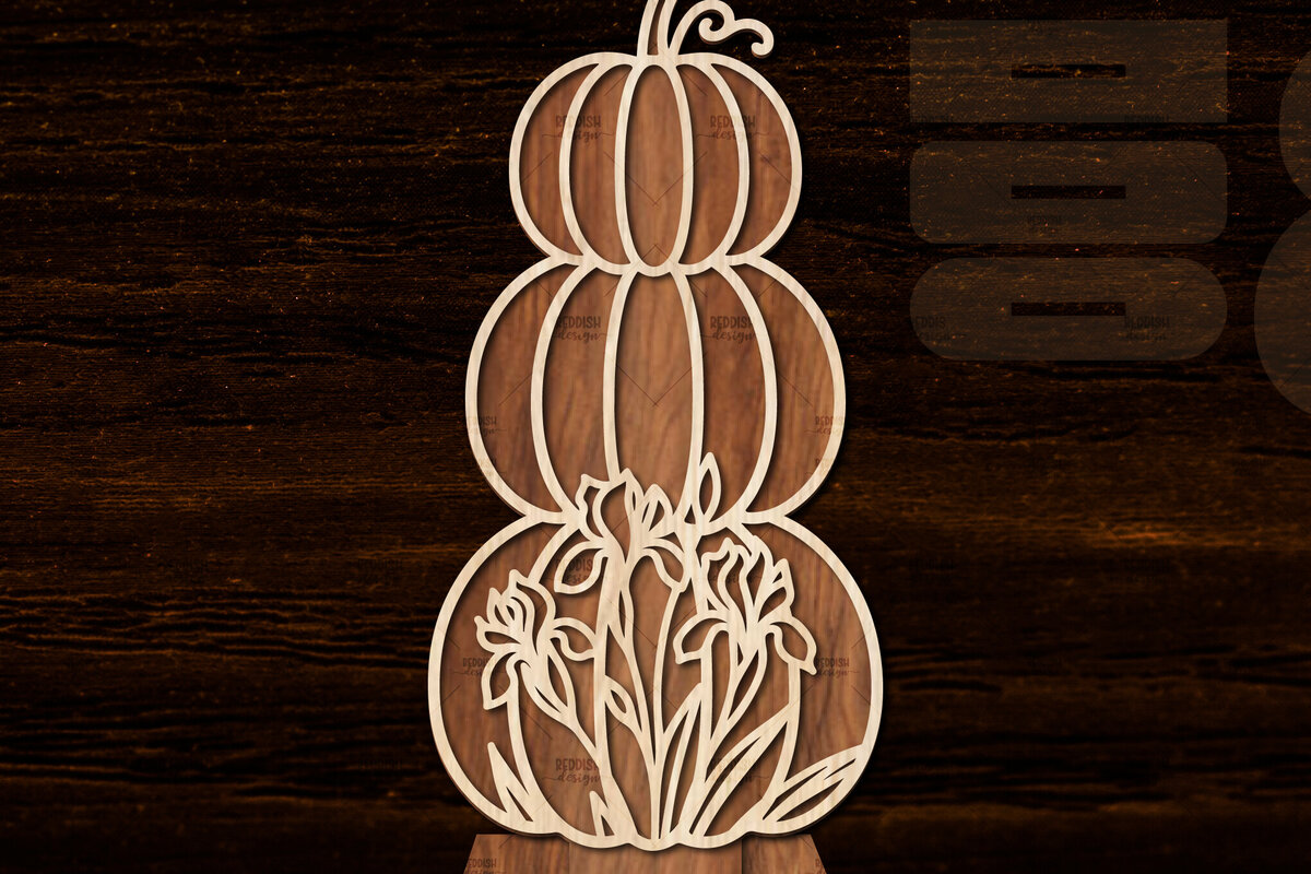 Σετ των 2 Intra απο ξύλο plywood 3mm-4mm πάχος Autumn Cut File, Pumpkin , Harvest Sv Δίασταση 15x15 cm INTRAFABR-105745157