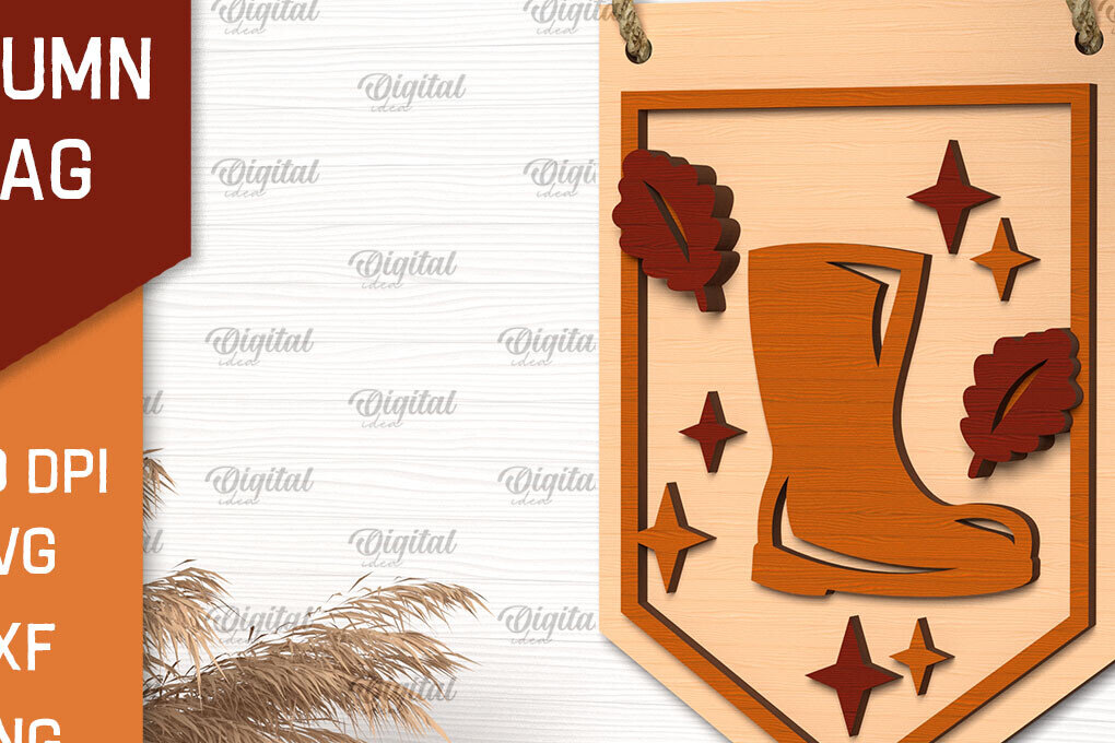 Intra απο ξύλο plywood 3mm-4mm πάχος Φθινοπωρινή διακόσμηση με λέιζερ. Φθινοπωρινή σημαία Δίασταση 30x20 cm INTRAFABR-102773193