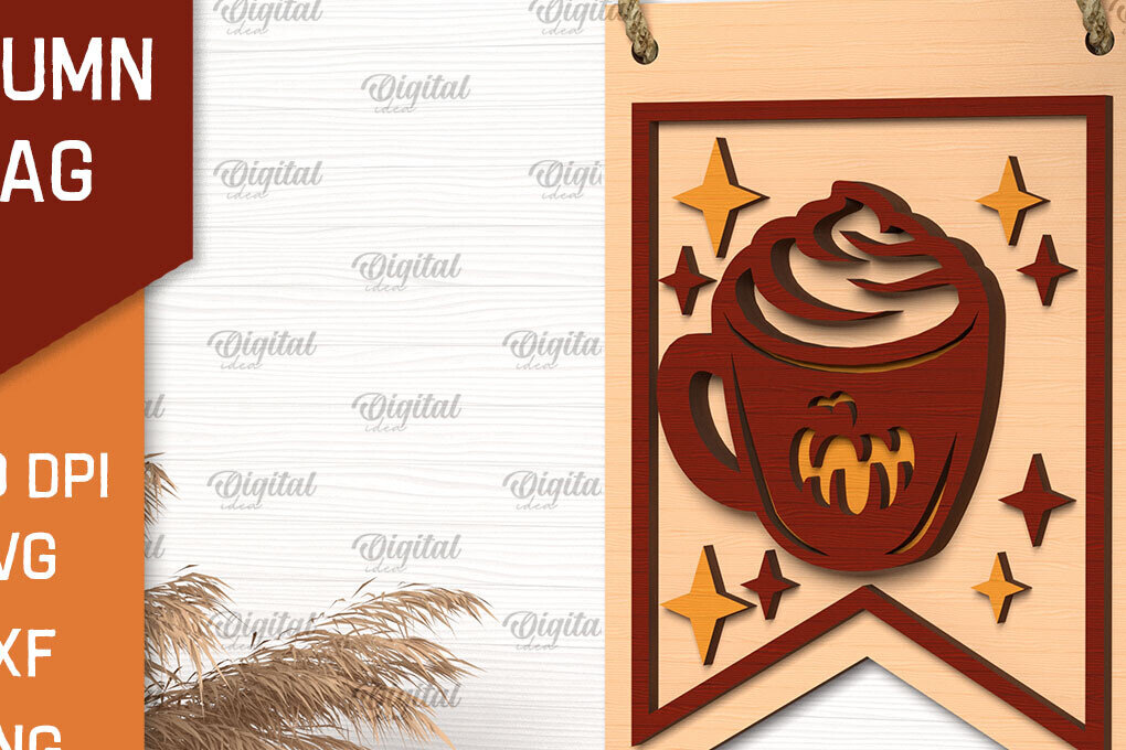 Intra απο ξύλο plywood 3mm-4mm πάχος Φθινοπωρινή διακόσμηση με λέιζερ. Φθινοπωρινή σημαία Δίασταση 30x20 cm INTRAFABR-102773215