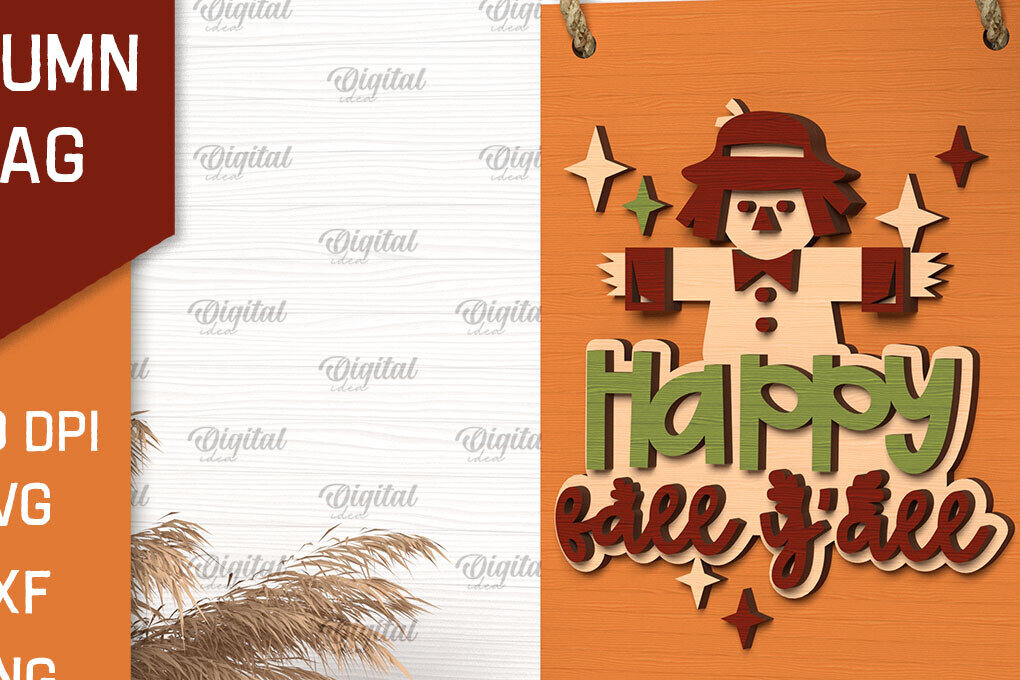 Intra απο ξύλο plywood 3mm-4mm πάχος Φθινοπωρινή διακόσμηση με λέιζερ. Φθινοπωρινή σημαία Δίασταση 30x20 cm INTRAFABR-102773236