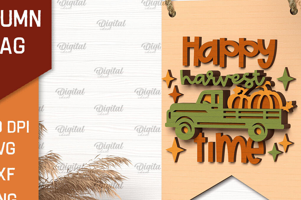 Intra απο ξύλο plywood 3mm-4mm πάχος Φθινοπωρινή διακόσμηση με λέιζερ. Φθινοπωρινή σημαία Δίασταση 30x20 cm INTRAFABR-102773312