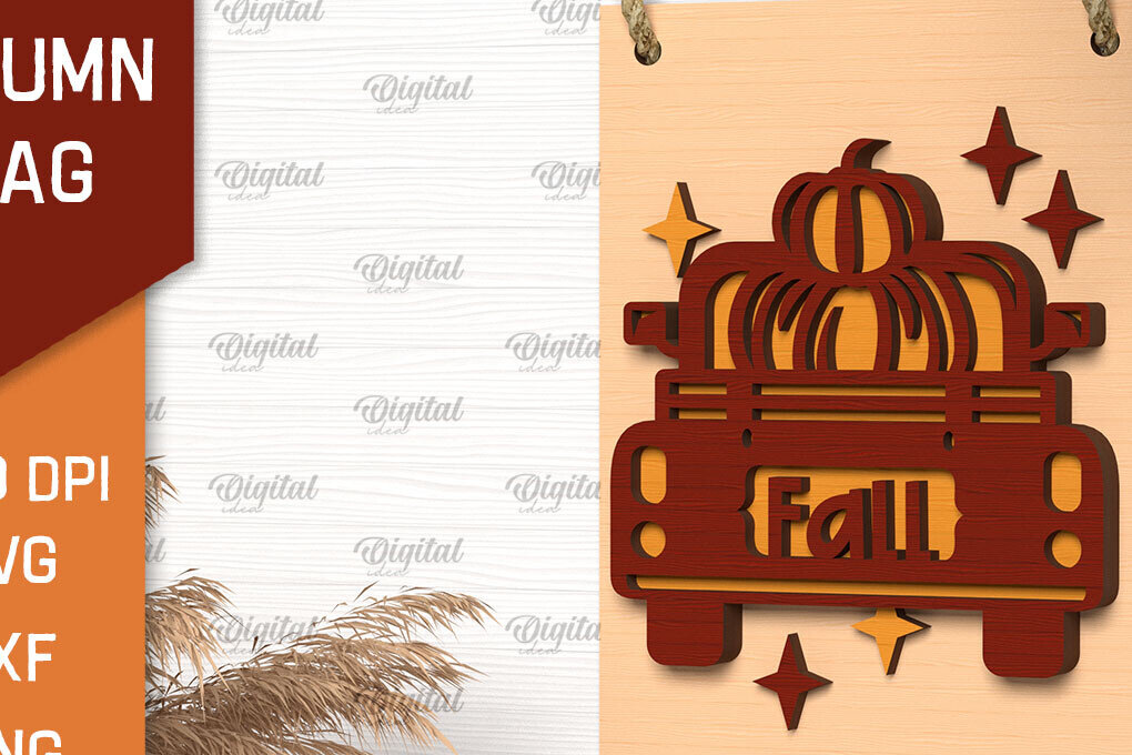 Intra απο ξύλο plywood 3mm-4mm πάχος Φθινοπωρινή διακόσμηση με λέιζερ. Φθινοπωρινή σημαία Δίασταση 30x20 cm INTRAFABR-102773339