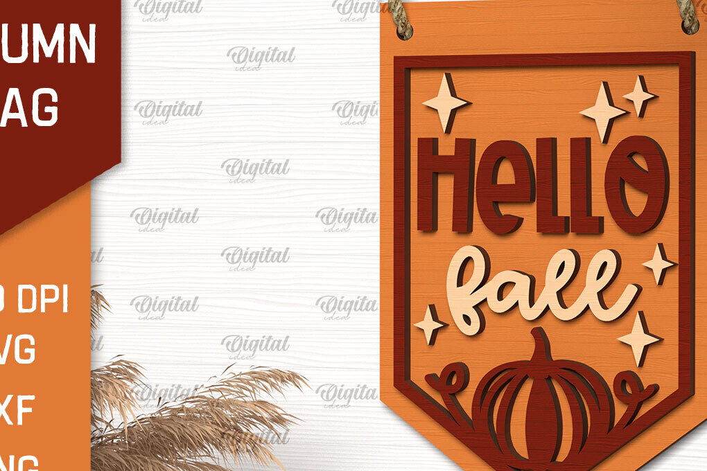 Intra απο ξύλο plywood 3mm-4mm πάχος Φθινοπωρινή διακόσμηση με λέιζερ. Φθινοπωρινή σημαία Δίασταση 30x20 cm INTRAFABR-102772861