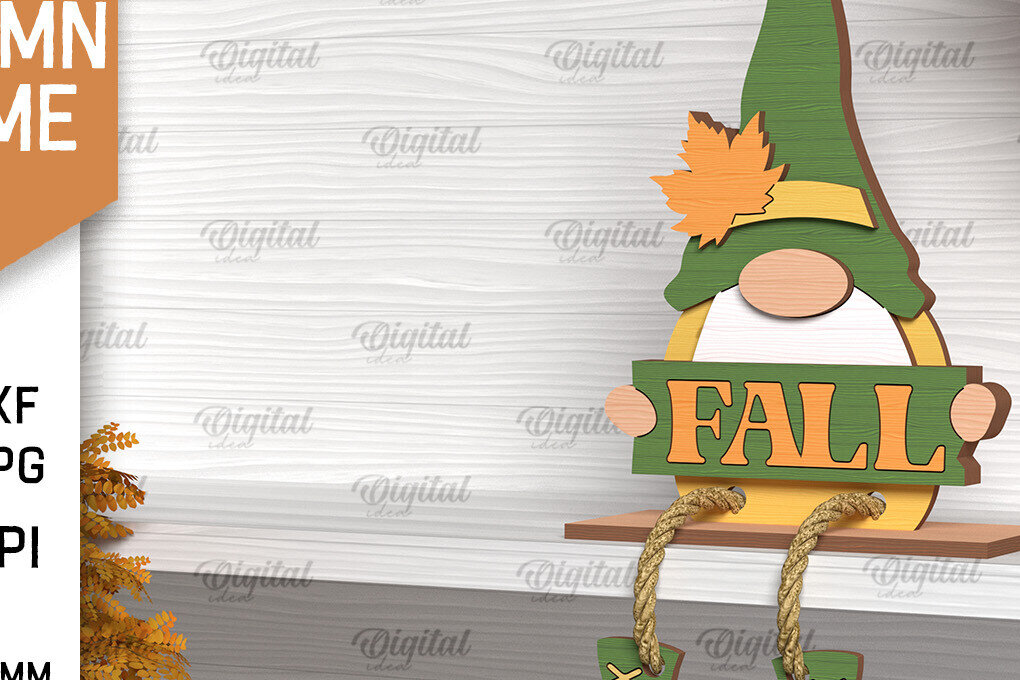 Intra απο ξύλο plywood 3mm-4mm πάχος Φθινοπωρινό Gnome  σχέδιο. Gnome Δίασταση 30x20 cm INTRAFABR-103509187