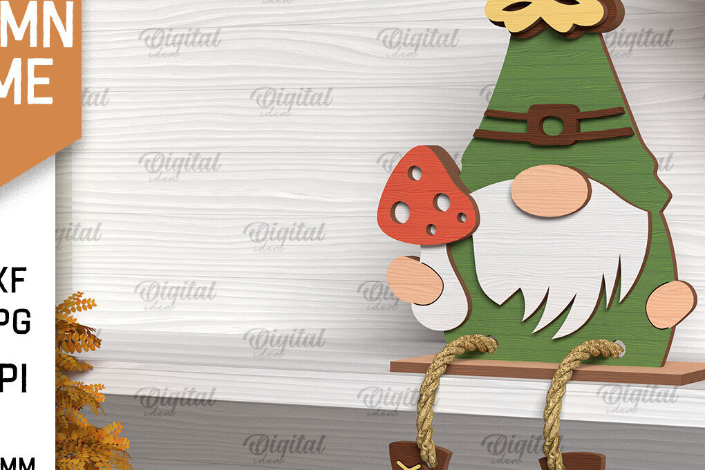 Intra απο ξύλο plywood 3mm-4mm πάχος Φθινοπωρινό Gnome  σχέδιο. Gnome Δίασταση 30x20 cm INTRAFABR-103508999