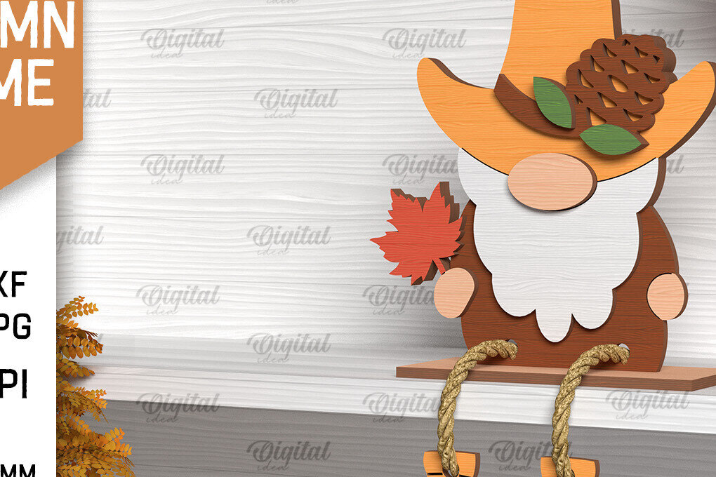 Intra απο ξύλο plywood 3mm-4mm πάχος Φθινοπωρινό Gnome  σχέδιο. Gnome Δίασταση 30x20 cm INTRAFABR-103509060