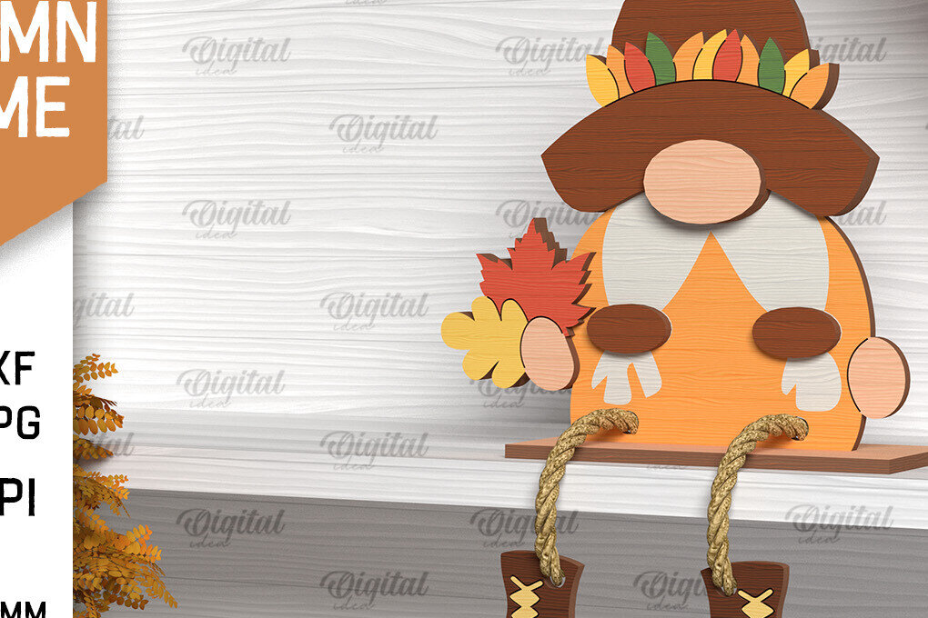 Intra απο ξύλο plywood 3mm-4mm πάχος Φθινοπωρινό Gnome  σχέδιο. Gnome Δίασταση 30x20 cm INTRAFABR-103509076