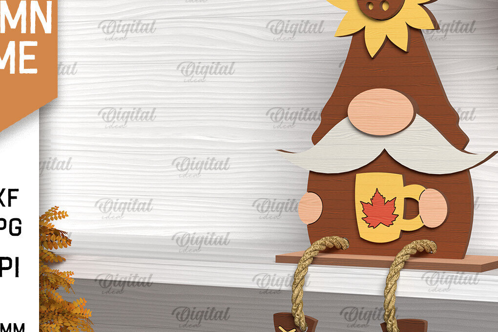 Intra απο ξύλο plywood 3mm-4mm πάχος Φθινοπωρινό Gnome  σχέδιο. Gnome Δίασταση 30x20 cm INTRAFABR-103509089