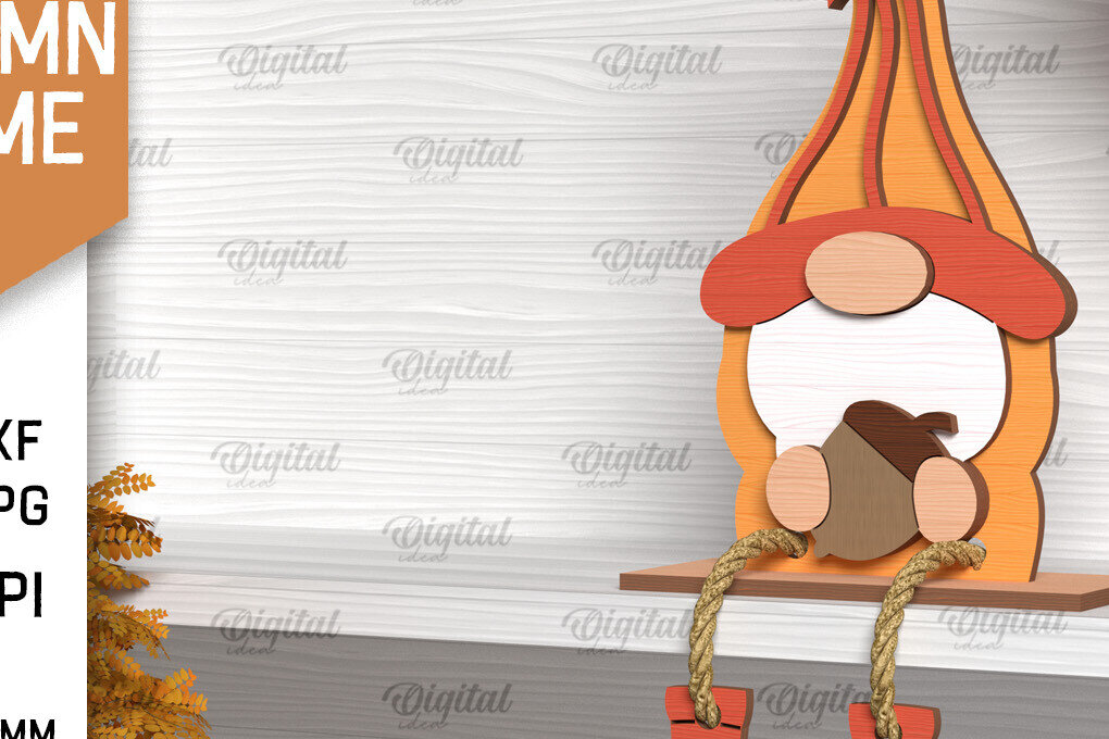 Intra απο ξύλο plywood 3mm-4mm πάχος Φθινοπωρινό Gnome  σχέδιο. Gnome Δίασταση 30x20 cm INTRAFABR-103509109