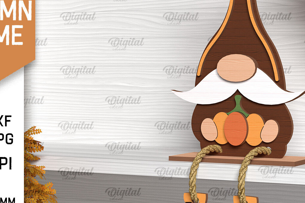 Intra απο ξύλο plywood 3mm-4mm πάχος Φθινοπωρινό Gnome  σχέδιο. Gnome Δίασταση 30x20 cm INTRAFABR-103509139