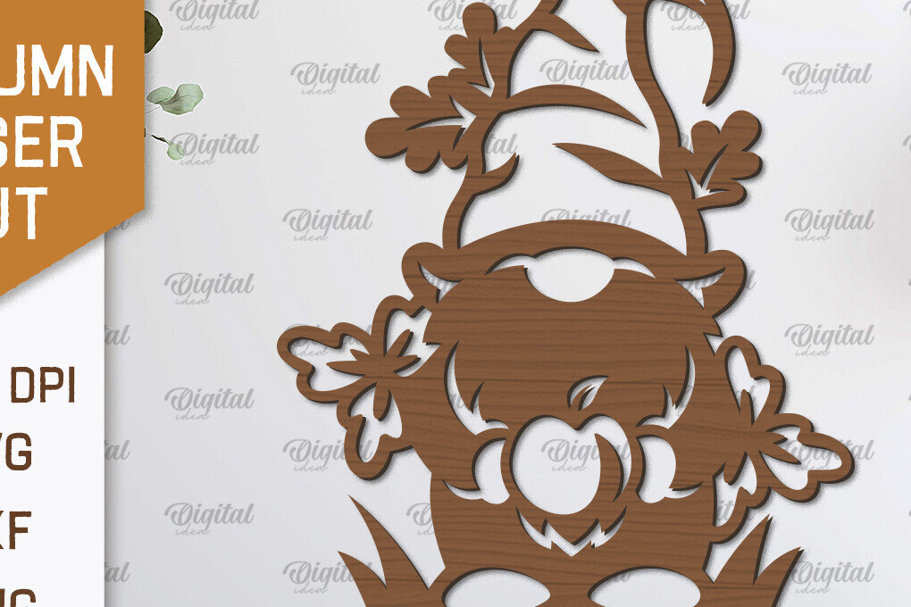 Intra απο ξύλο plywood 3mm-4mm πάχος Διακόσμηση τοίχου με φθινοπωρινό Gnome Δίασταση 30x20 cm INTRAFABR-101606820