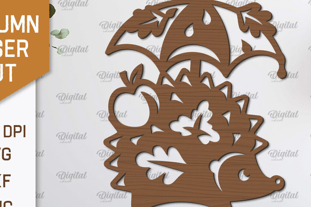 Intra απο ξύλο plywood 3mm-4mm πάχος Διακόσμηση τοίχου με φθινοπωρινό σκαντζόχοιρο με λέιζερ Δίασταση 30x20 cm INTRAFABR-101606925