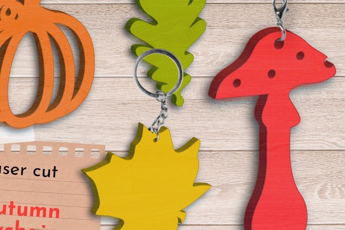 Σετ των 3 Intra απο ξύλο plywood 3mm-4mm πάχος Φθινοπωρινά μπρελόκ με λέιζερ, Ημέρα των Ευχαριστιών Δίασταση 6x6 cm INTRAFABR-78991428