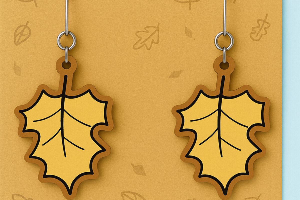 Σετ των 3 Intra απο ξύλο plywood 3mm-4mm πάχος με φθινοπωρινά σκουλαρίκια Δίασταση 2x2 cm INTRAFABR-125298174