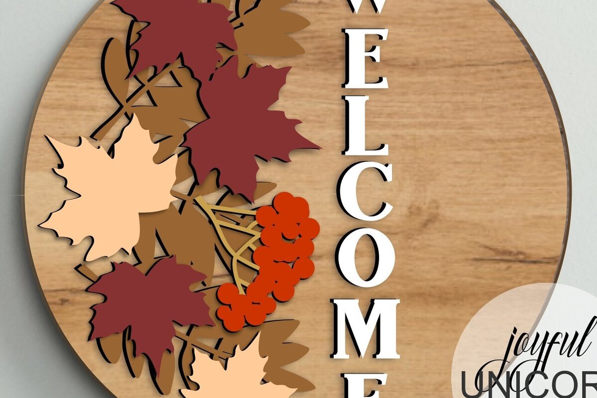 Intra απο ξύλο plywood 3mm-4mm πάχος Φθινοπωρινά φύλλα καλωσορίσματος Δίασταση 30x30 cm INTRAFABR-99079042