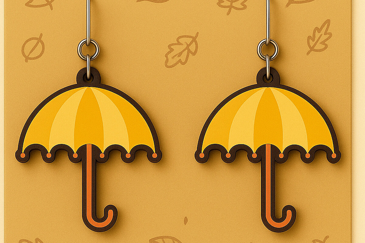 Σετ των 3 Intra απο ξύλο plywood 3mm-4mm πάχος Φθινοπωρινά σκουλαρίκια με μανιτάρια Δίασταση 2x2 cm INTRAFABR-125310761