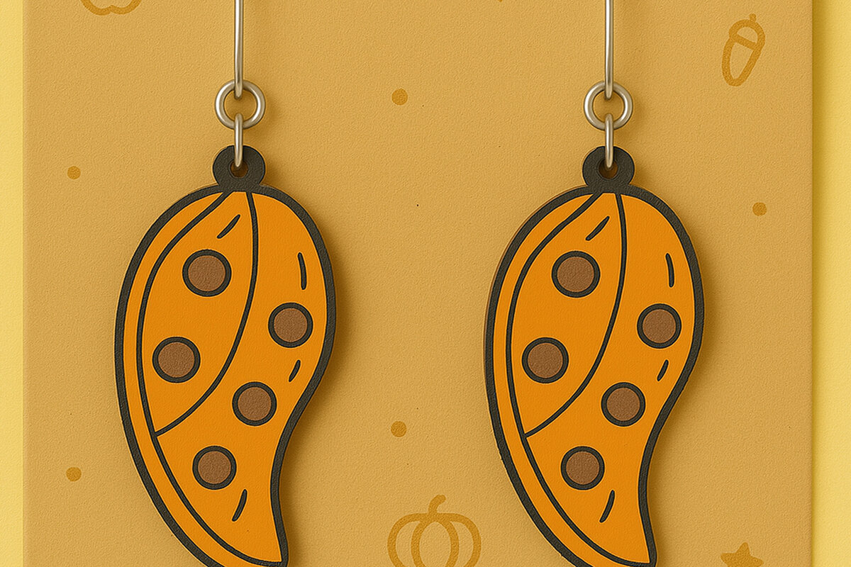 Σετ των 3 Intra απο ξύλο plywood 3mm-4mm πάχος Autumn Pod Earrings Δίασταση 3x3 cm INTRAFABR-125294275