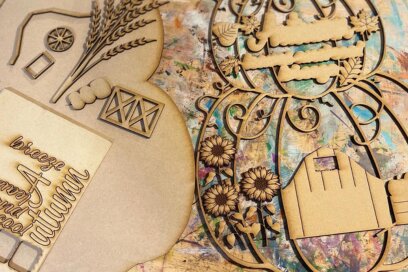 Σετ των 2 Intra απο ξύλο plywood 3mm-4mm πάχος Φθινοπωρινή βάση κολοκύθας Δίασταση 15x15 cm INTRAFABR-103033707