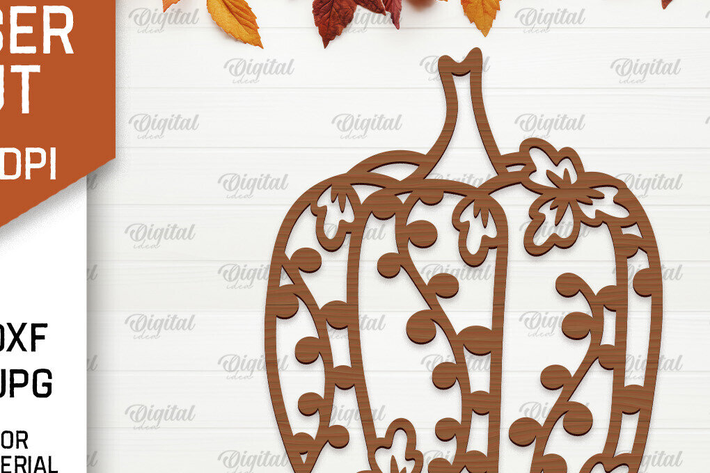 Σετ των 2 Intra απο ξύλο plywood 3mm-4mm πάχος Φθινοπωρινή διακόσμηση τοίχου κολοκύθας με λέιζερ Δίασταση 15x15 cm INTRAFABR-102188948