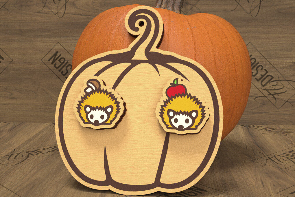 Σετ των 3 Intra απο ξύλο plywood 3mm-4mm πάχος Φθινοπωρινά καρφωτά σκουλαρίκια | Σχεδιασμός κοσμημάτων Δίασταση 3x3 cm INTRAFABR-105198263