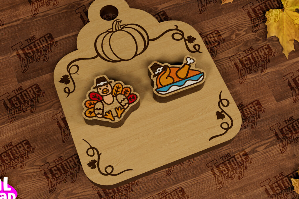 Σετ των 3 Intra απο ξύλο plywood 3mm-4mm πάχος Φθινοπωρινά καρφωτά σκουλαρίκια | Σχεδιασμός κοσμημάτων Δίασταση 3x3 cm INTRAFABR-104302068