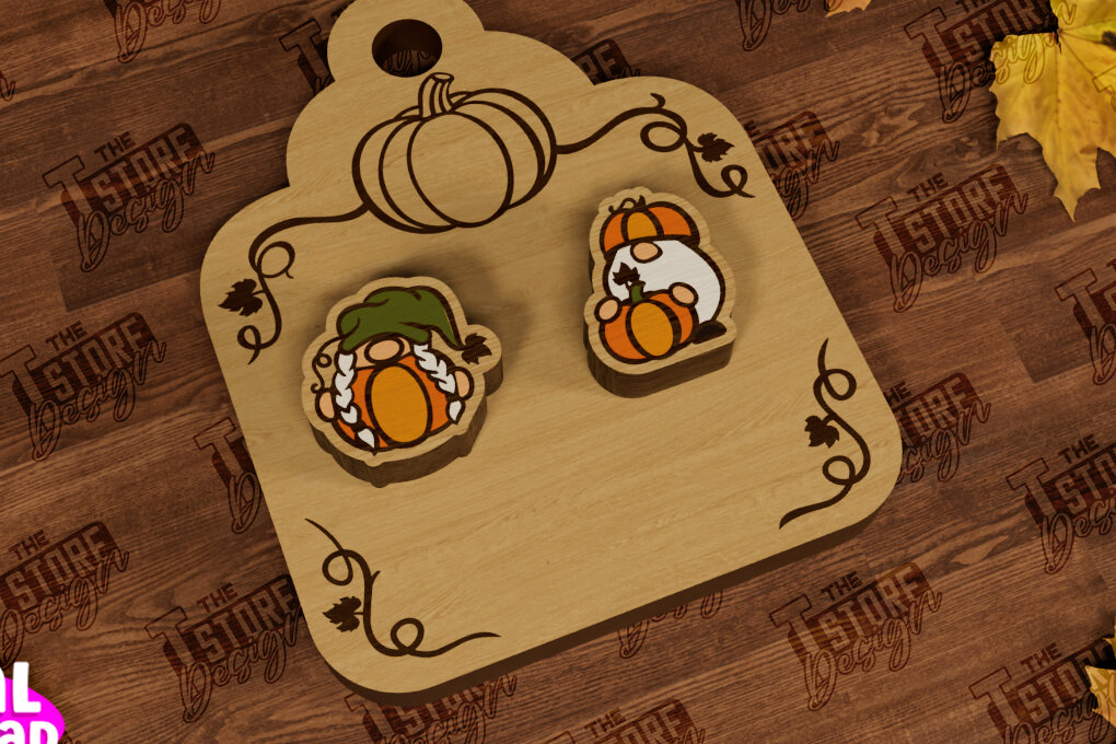 Σετ των 3 Intra απο ξύλο plywood 3mm-4mm πάχος Φθινοπωρινά καρφωτά σκουλαρίκια | Σχεδιασμός κοσμημάτων Δίασταση 3x3 cm INTRAFABR-104302130