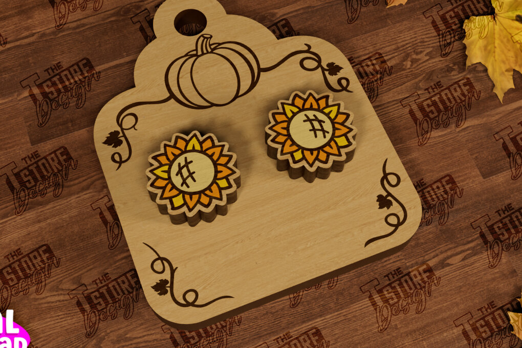 Σετ των 3 Intra απο ξύλο plywood 3mm-4mm πάχος Φθινοπωρινά καρφωτά σκουλαρίκια | Σχεδιασμός κοσμημάτων Δίασταση 3x3 cm INTRAFABR-104302144