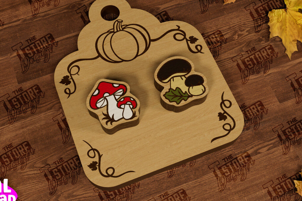 Σετ των 3 Intra απο ξύλο plywood 3mm-4mm πάχος Φθινοπωρινά καρφωτά σκουλαρίκια | Σχεδιασμός κοσμημάτων Δίασταση 3x3 cm INTRAFABR-104302176