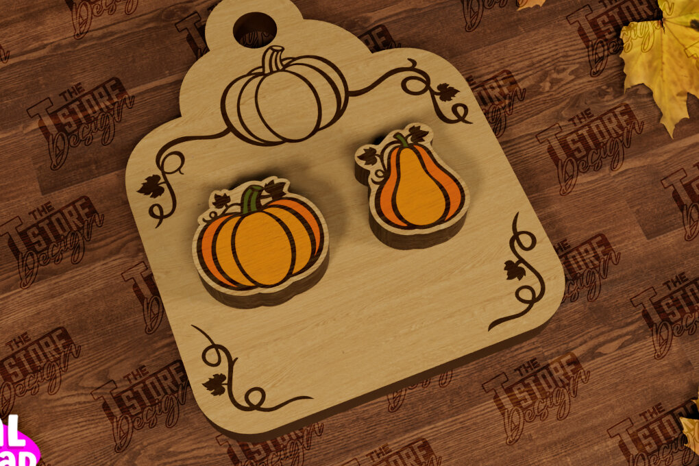 Σετ των 3 Intra απο ξύλο plywood 3mm-4mm πάχος Φθινοπωρινά καρφωτά σκουλαρίκια | Σχεδιασμός κοσμημάτων Δίασταση 3x3 cm INTRAFABR-104302027