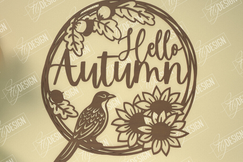 Intra απο ξύλο plywood 3mm-4mm πάχος Φθινοπωρινή Τέχνη τοίχου | Φθινοπωρινό σημάδι | Φθινοπωρινή ατμόσφαιρα Δίασταση 40x40 cm INTRAFABR-103521925