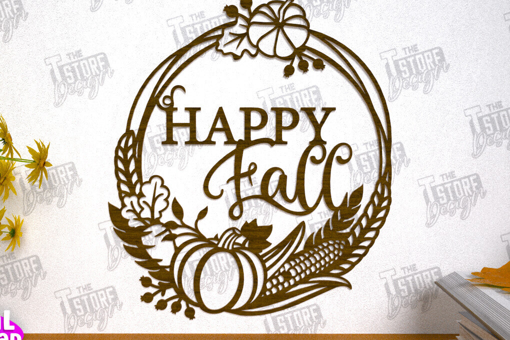 Intra απο ξύλο plywood 3mm-4mm πάχος Φθινοπωρινή Τέχνη τοίχου | Φθινοπωρινό σημάδι | CNC Δίασταση 40x40 cm INTRAFABR-103046638