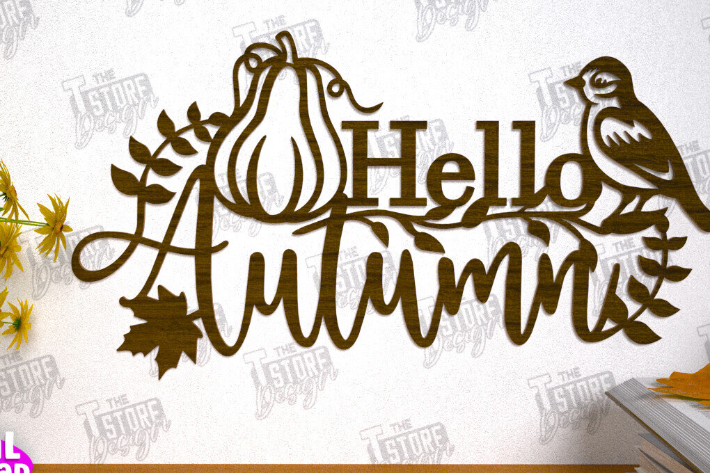 Intra απο ξύλο plywood 3mm-4mm πάχος Φθινοπωρινή Τέχνη τοίχου | Φθινοπωρινό σημάδι | CNC Δίασταση 40x40 cm INTRAFABR-103046620