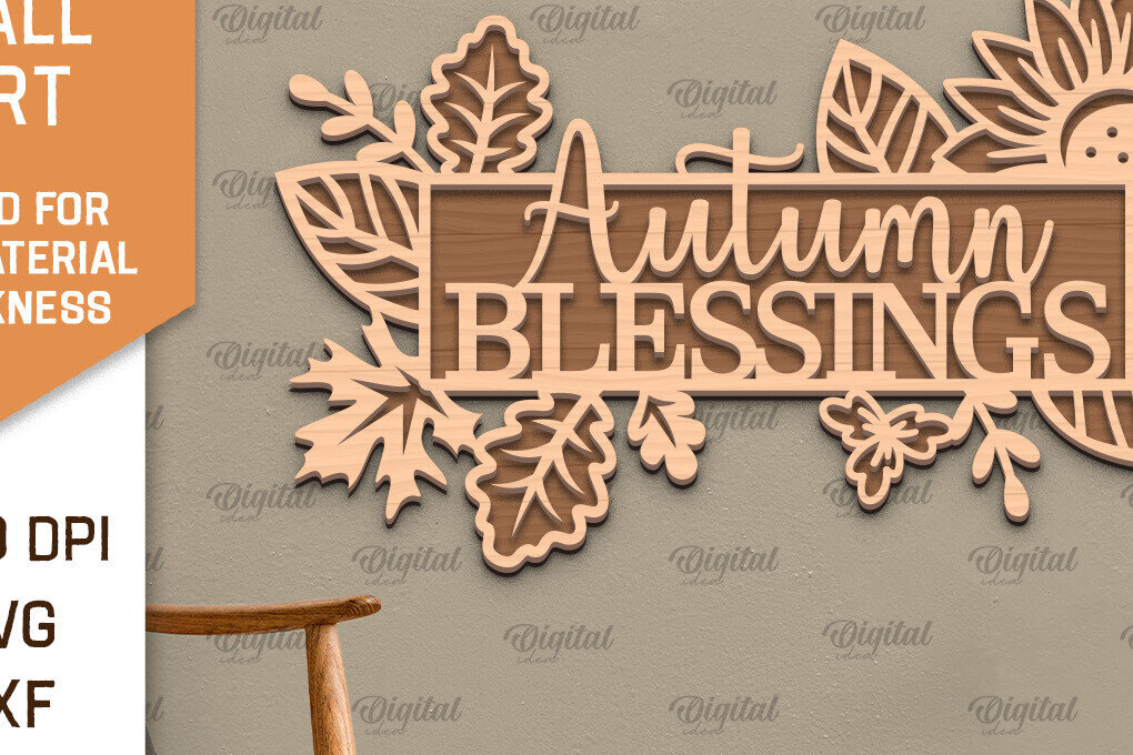 Intra απο ξύλο plywood 3mm-4mm πάχος Σχέδιο κοπής με λέιζερ τέχνης τοίχου φθινοπώρου Δίασταση 40x40 cm INTRAFABR-101753921