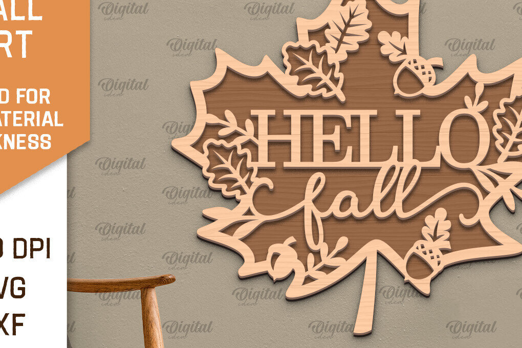 Intra απο ξύλο plywood 3mm-4mm πάχος Σχέδιο κοπής με λέιζερ τέχνης τοίχου φθινοπώρου Δίασταση 40x40 cm INTRAFABR-101754027