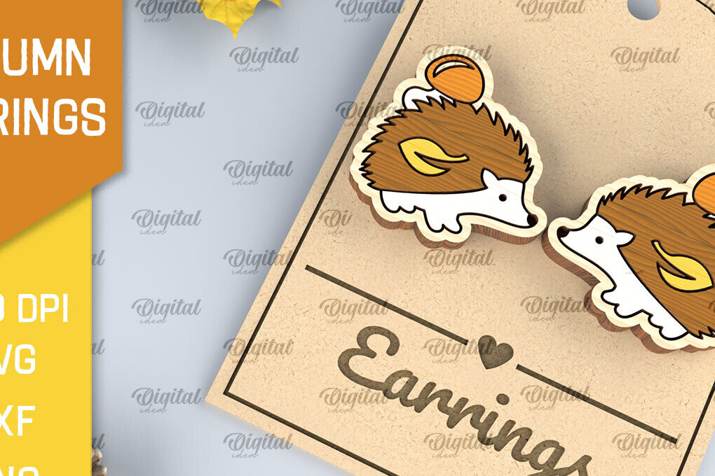 Σετ των 3 Intra απο ξύλο plywood 3mm-4mm πάχος Φθινοπωρινά Ξύλινα Σκουλαρίκια Σχέδιο κοπής με λέιζερ Δίασταση 3x3 cm INTRAFABR-103705943