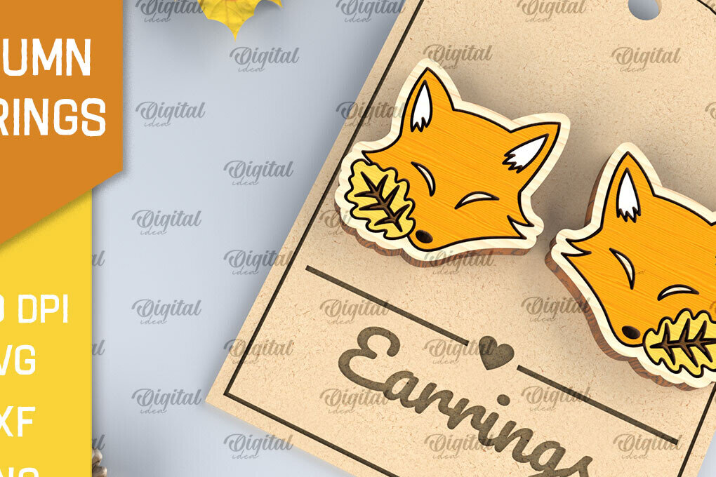 Σετ των 3 Intra απο ξύλο plywood 3mm-4mm πάχος Φθινοπωρινά Ξύλινα Σκουλαρίκια Σχέδιο κοπής με λέιζερ Δίασταση 3x3 cm INTRAFABR-103706172