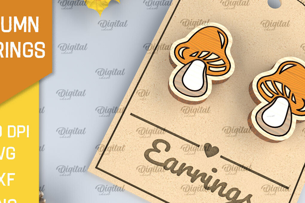 Σετ των 3 Intra απο ξύλο plywood 3mm-4mm πάχος Φθινοπωρινά Ξύλινα Σκουλαρίκια Σχέδιο κοπής με λέιζερ Δίασταση 3x3 cm INTRAFABR-103706527