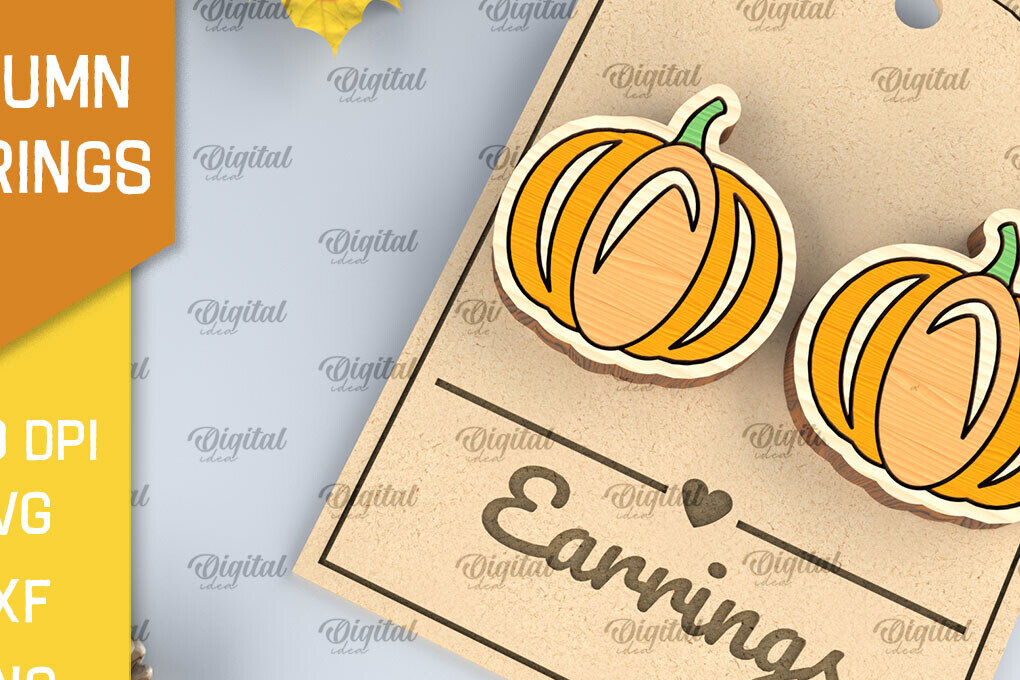 Σετ των 3 Intra απο ξύλο plywood 3mm-4mm πάχος Φθινοπωρινά Ξύλινα Σκουλαρίκια Σχέδιο κοπής με λέιζερ Δίασταση 3x3 cm INTRAFABR-103704743