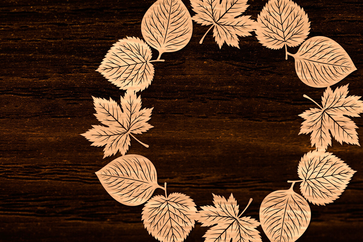 Σετ των 2 Intra απο ξύλο plywood 3mm-4mm πάχος Φθινοπωρινό στεφάνι με λέιζερ Δίασταση 15x15 cm INTRAFABR-105624813