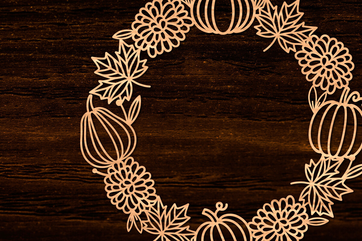 Σετ των 2 Intra απο ξύλο plywood 3mm-4mm πάχος Φθινοπωρινό στεφάνι με λέιζερ Δίασταση 15x15 cm INTRAFABR-105624649