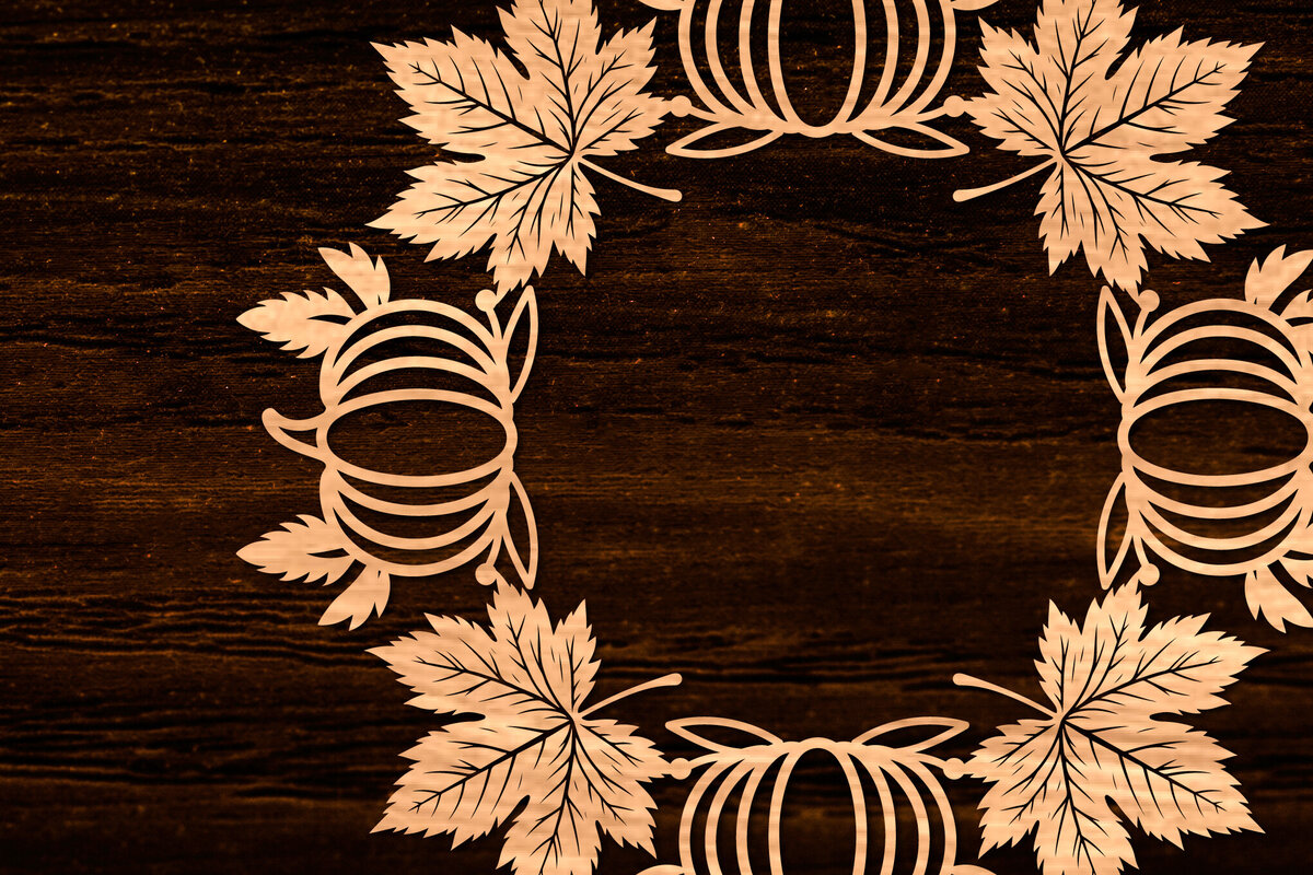 Σετ των 2 Intra απο ξύλο plywood 3mm-4mm πάχος Φθινοπωρινό στεφάνι με λέιζερ Δίασταση 15x15 cm INTRAFABR-105624678