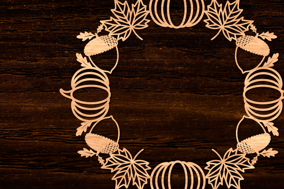 Intra απο ξύλο plywood 3mm-4mm πάχος Φθινοπωρινό στεφάνι με λέιζερ Δίασταση 15x15 cm INTRAFABR-105624712