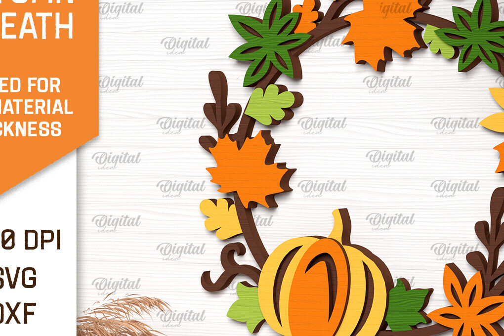 Intra απο ξύλο plywood 3mm-4mm πάχος Φθινοπωρινό στεφάνι με λέιζερ. Φθινοπωρινό στεφάνι Δίασταση 30x20 cm INTRAFABR-102964982