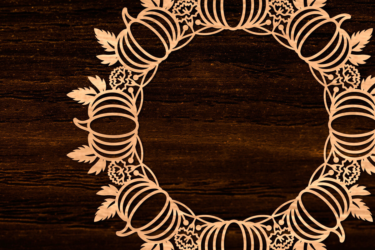 Σετ των 2 Intra απο ξύλο plywood 3mm-4mm πάχος Φθινοπωρινό στεφάνι με λέιζερ Δίασταση 15x15 cm INTRAFABR-105624558